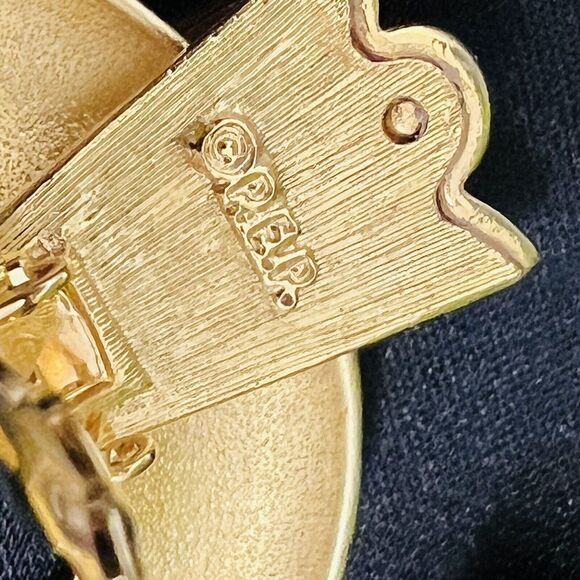 Earrings PEP Erwin Pearl Door Knocker Runway Brushed Matte Glam Gold Dangle Clip - Picture 6 of 8
